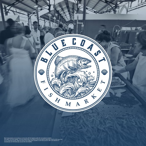 Nautical design with the title 'unused vintage fish logo'