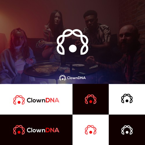 Joker logo with the title 'unique clown logo for Clown DNA'