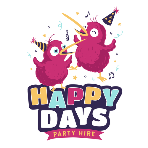 Kiwi logo with the title 'Happy Days logo'
