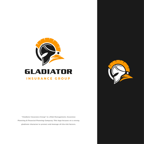 Gladiator design with the title 'Gladiator Logo For Risk Management Insurance Company.'