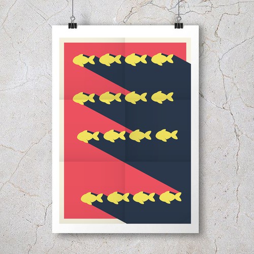 Fish artwork with the title 'Minimalistic Poster Design'