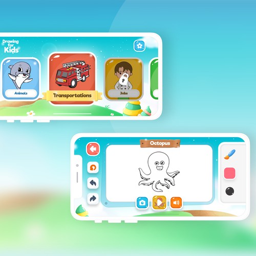 Coloring design with the title 'Drawing for Kids'