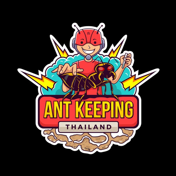 Ant design with the title 'Ant Keeping Illustration Logo'