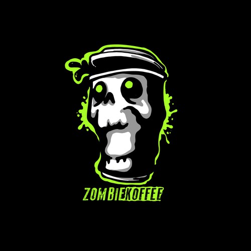 Coffee cup logo with the title 'zombie koffee'