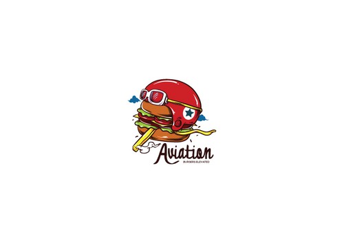 Burger logo with the title 'New Logo For Aviation Restaurant!'