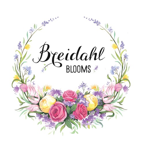 Rose design with the title 'beautiful and colourful logo for a bespoke florist'