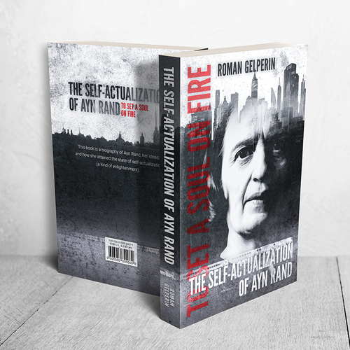 Biography design with the title 'Cover for “The Self-Actualization of Ayn Rand” by Roman Gelperin'