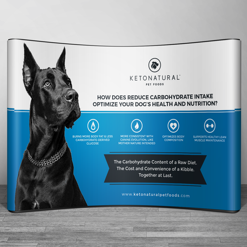 Backdrop design with the title 'Backdrop wall design for KetoNatural Pet Food'