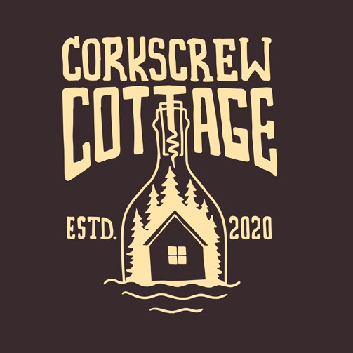 Wine design with the title 'Corkscrew Cottage'