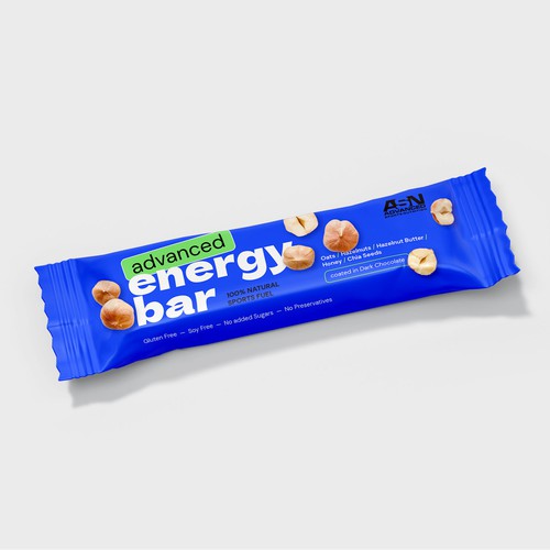 Wrapper packaging with the title 'Bold dynamic wrapper design for energy bar'