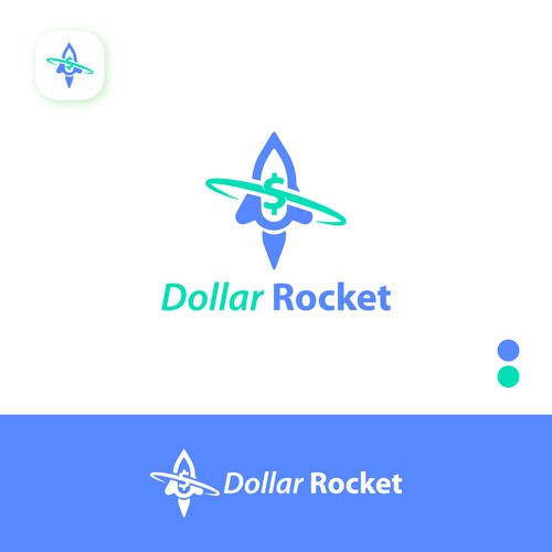 Currency design with the title 'Dollar rocket logo'