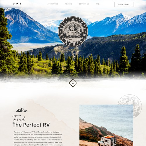 Hotel website with the title 'Yellowstone RV Rentals'