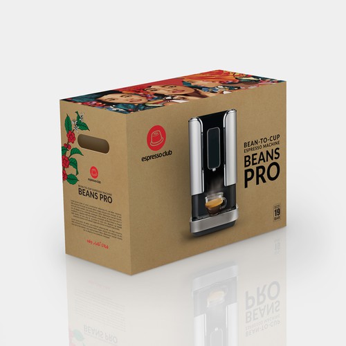 Gift packaging with the title 'Espresso Beans Machine '