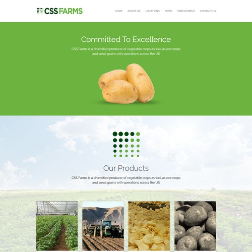 Theme design with the title 'Website Design For Potato Farm'