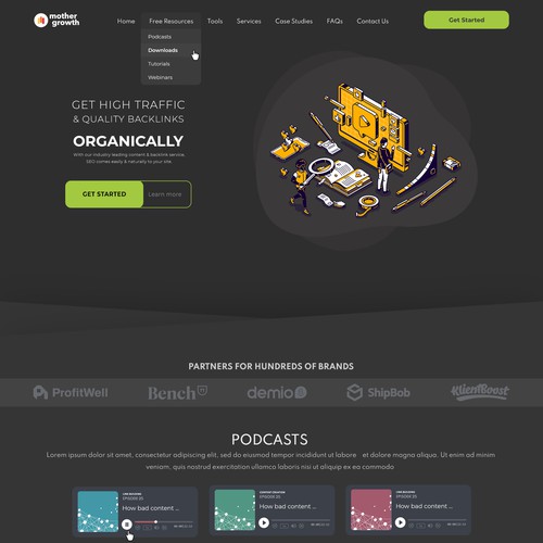 Search engine design with the title 'Website Design for an SEO Service Brand'