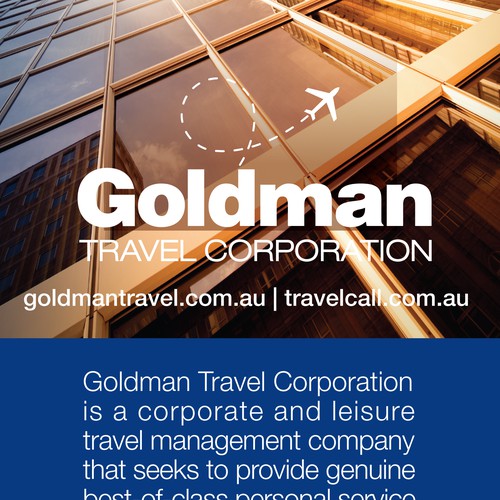 Flight design with the title 'Banner for Goldman Travel Corporation'