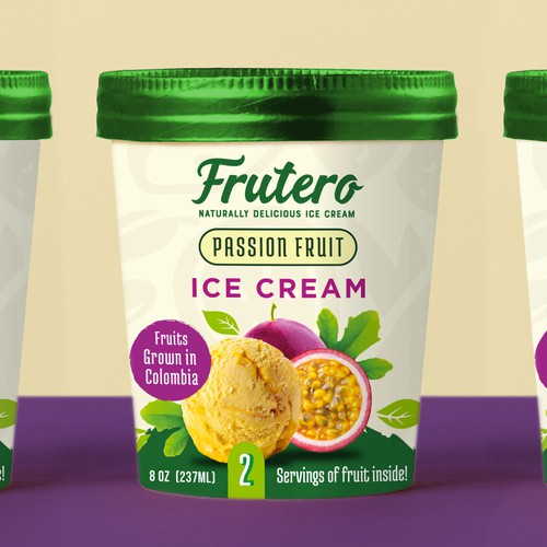 Purple label with the title 'Frutero Ice Cream Label'