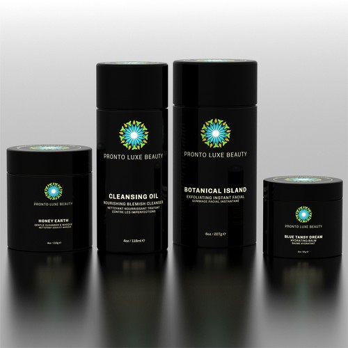 Black packaging with the title 'Packaging design for a range of handmade skin care products'