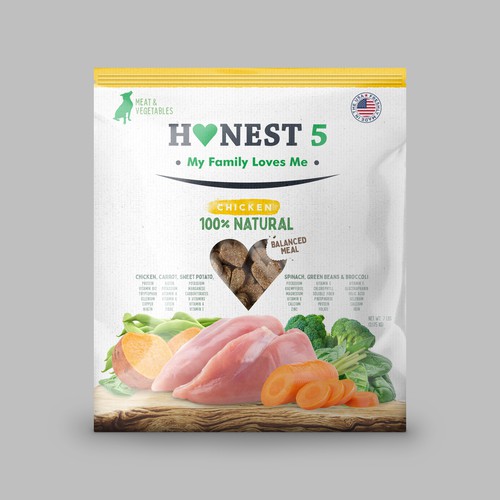 Dog food packaging with the title 'Dog food packaging'