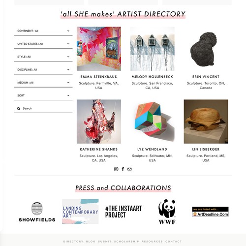 Art and design website with the title ''all SHE makes' design'