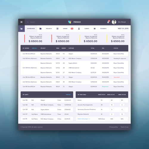Interface website with the title 'Dashboard concept'