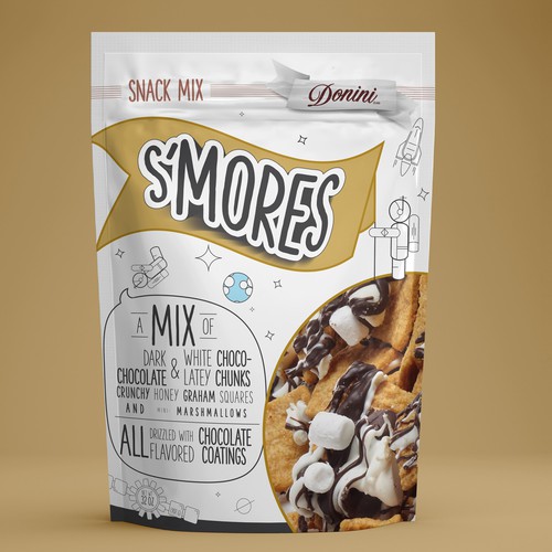 Fresh packaging with the title 'fun fresh redesign of smores snack mix package'