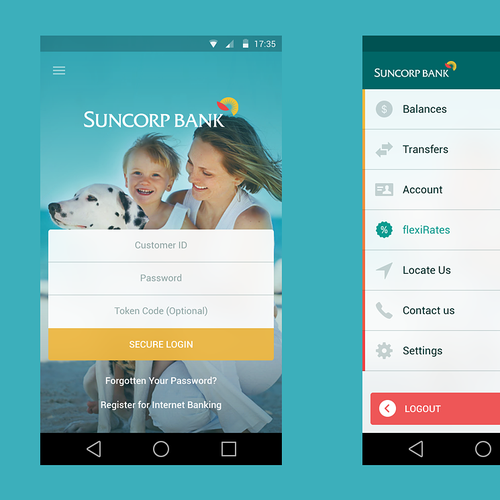 Bank design with the title 'Bank App Redesign'
