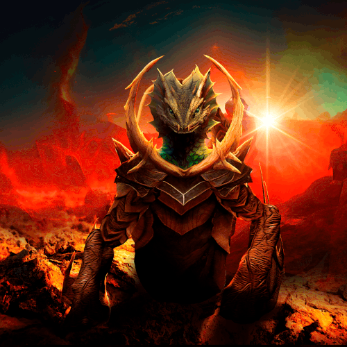 Animated illustration with the title 'Game Character Serpent Dragon'