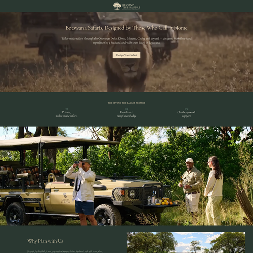 Design with the title 'Luxury Safari Web Design | High-Converting Squarespace Landing Page'