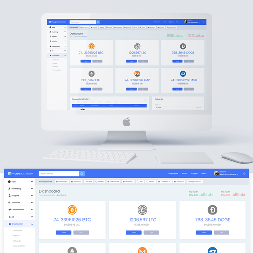 Wallet design with the title 'Design for web cryptocurrency wallet'