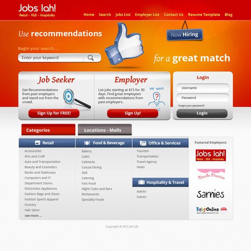 Communication website with the title 'New website design wanted for New Jobs / recruiting site'