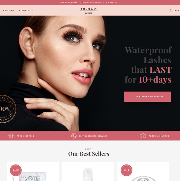 Cosmetics website with the title '10daylashes.com'