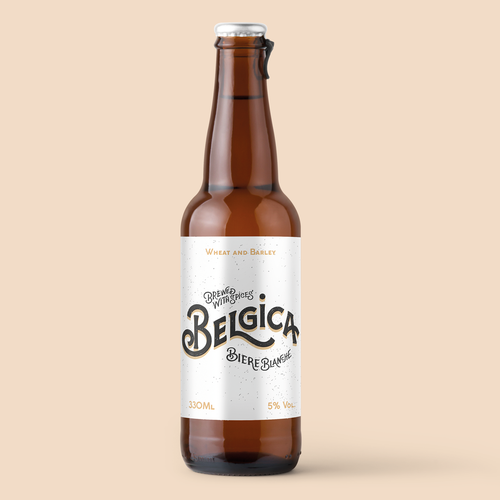 Lettering label with the title 'Belgica | packaging design '