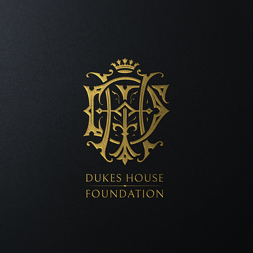 Gold foil logo with the title 'DHF Vintage Monogram'