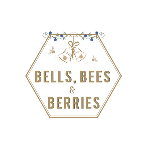 Honeycomb design with the title 'Logo for bells, bees & berries'