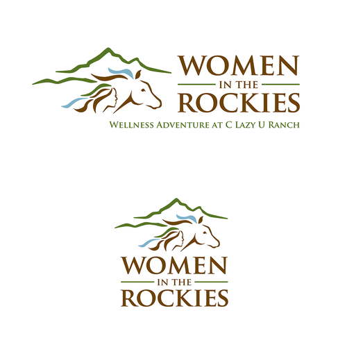 Mountain logo with the title 'Women in the Rockies: Wellness Retreat at C Lazy U Ranch'