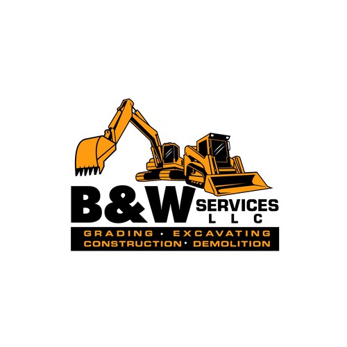 Earth mover logo with the title 'B&W Services LLC Logo'