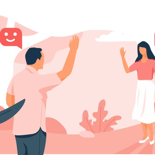 Vector artwork with the title 'Meeting / Contact'