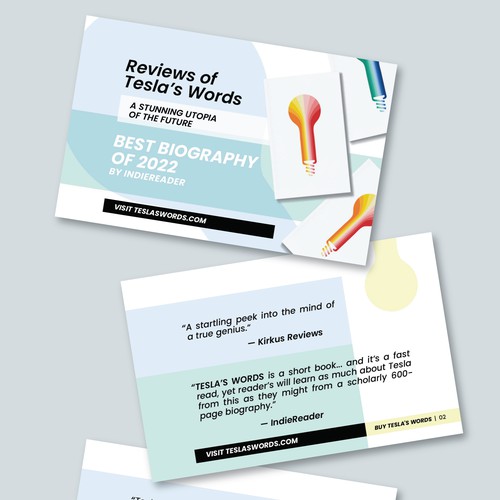 Interactive design with the title 'Tesla's Words | Reviews'