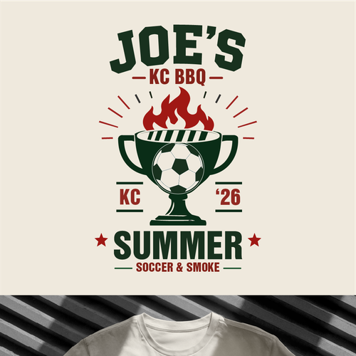 BBQ logo with the title 'Summer Soccer & Smoke | Event T-Shirt Design'