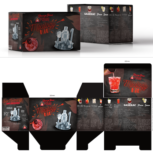 Chalkboard design with the title 'Luxury Packaging for Mixology Set'