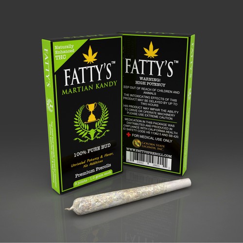 Product packaging with the title 'PRODUCT PACKAGING FOR FATTY'S'