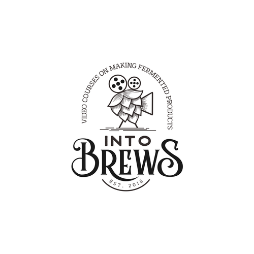 Modern rustic logo with the title 'into brew'