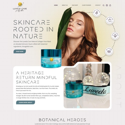 Beauty website with the title 'Luveda Care'