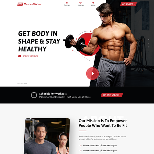 Fitness website with the title 'Fitness Website Design'