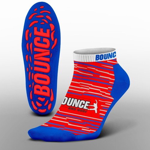 Sock design with the title 'Funky trampoline park grip socks'
