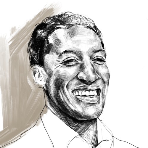 Portrait artwork with the title 'illustrations/sketched-graphics to tell chatbot & ai stories'