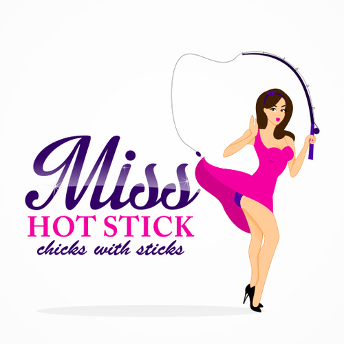 Pin-up girl logo with the title 'logo for Miss Hot Stick'