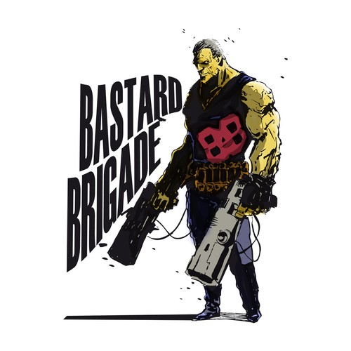 Ink artwork with the title 'illustration for Bastard Brigade'