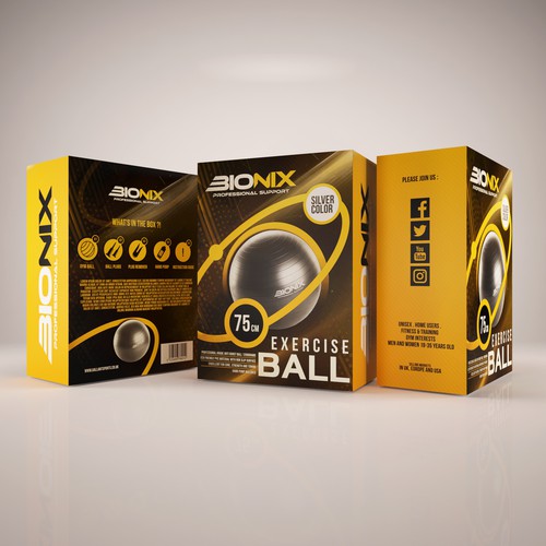 Fitness packaging with the title 'exercice ball'